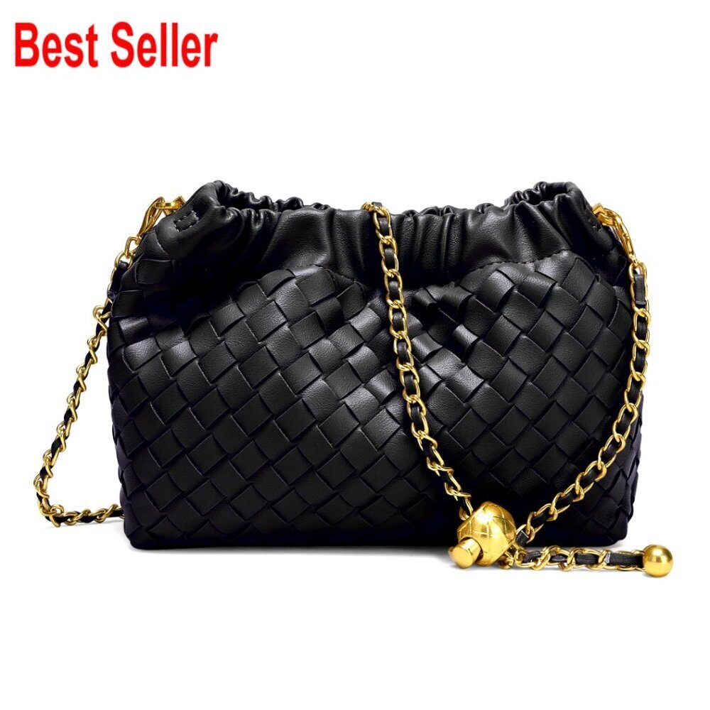 Woven Faux Leather Hobo Bag with Adjustable Crossbody Strap